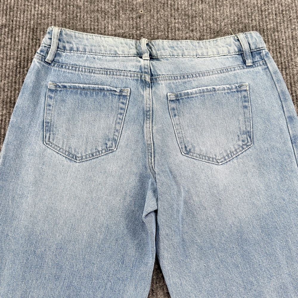 YMI Wide-Leg Fit Jeans Womens 11/30 Light Wash High Rise Raw Hem Denim Frayed - Picture 7 of 15